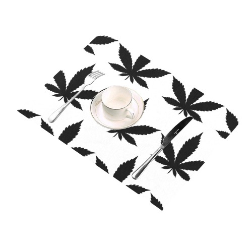 Marijuana leaf black Placemat 14’’ x 19’’ (Set of 6)