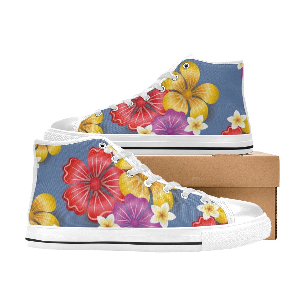 Colorful Tropical Pattern (378) Women's Classic High Top Canvas Shoes (Model 017)