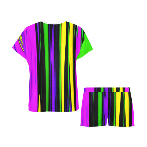 Mardi Gras Stripes Women's Short Pajama Set