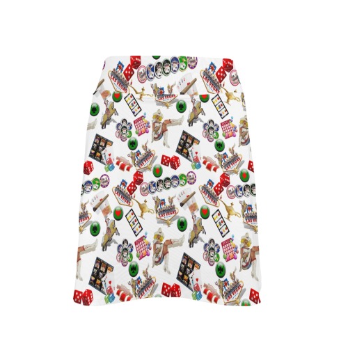 Las Vegas Gamblers Delight - White Women's Golf Skirt with Pockets (Model D64)