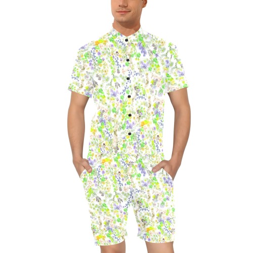 floral design 4 Men's Short Sleeve Jumpsuit