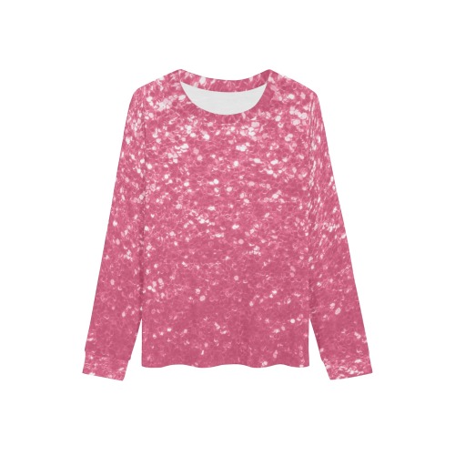 Magenta light pink red faux sparkles glitter Kids' All Over Print Pajama Top