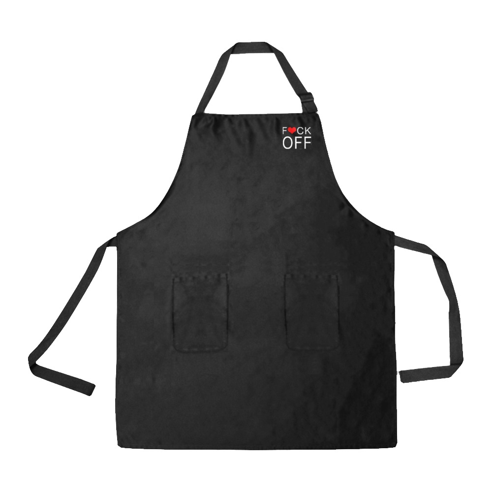 Adult humor, red heart, leave me alone, white text All Over Print Apron