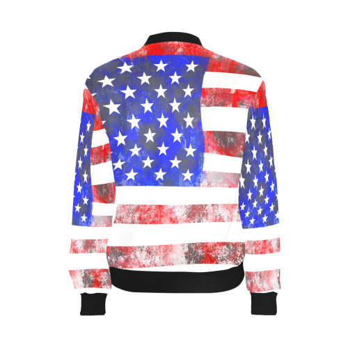 Extreme Grunge American Flag of the USA All Over Print Bomber Jacket for Women (Model H36)