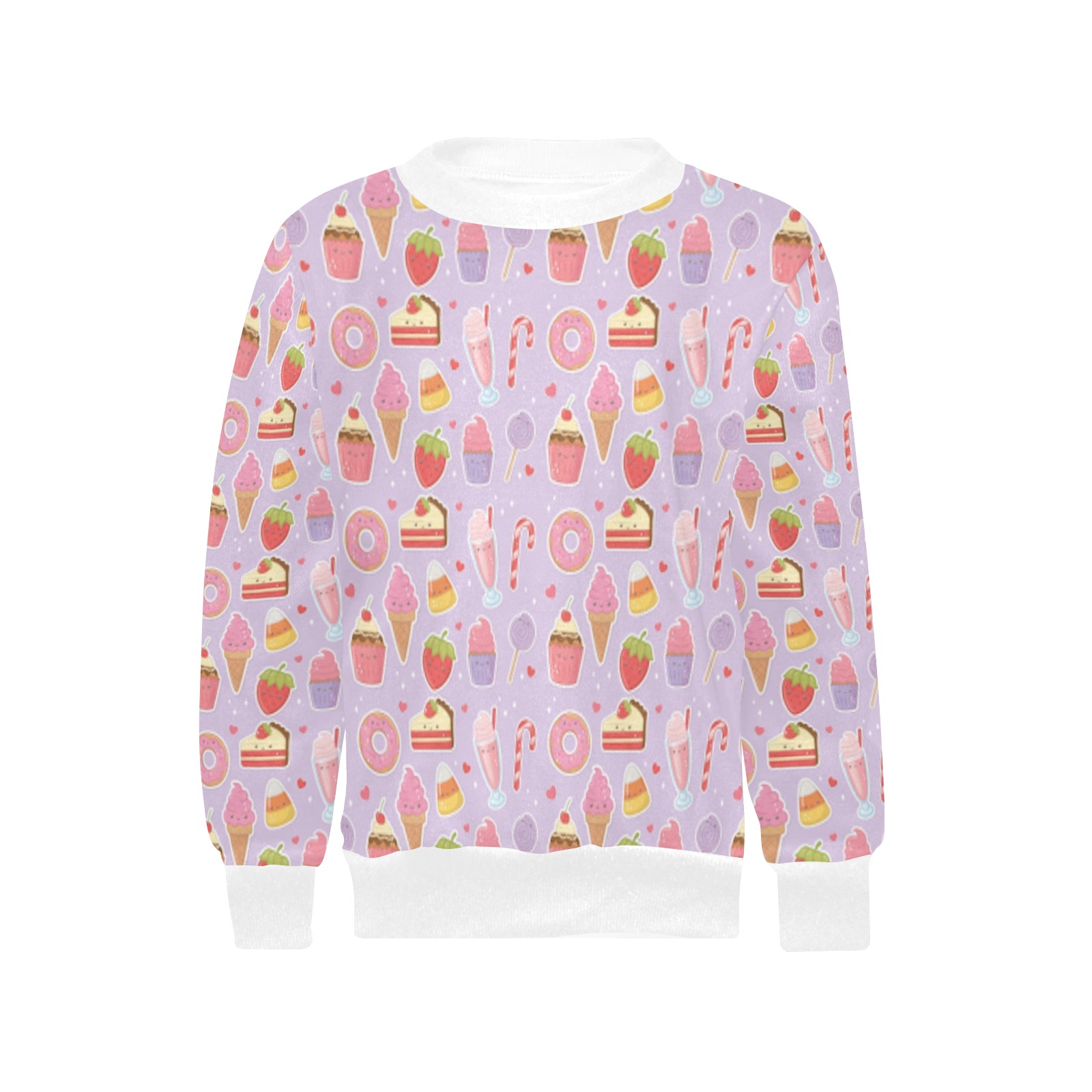 delicious sweet Girls' All Over Print Crew Neck Sweater (Model H49)