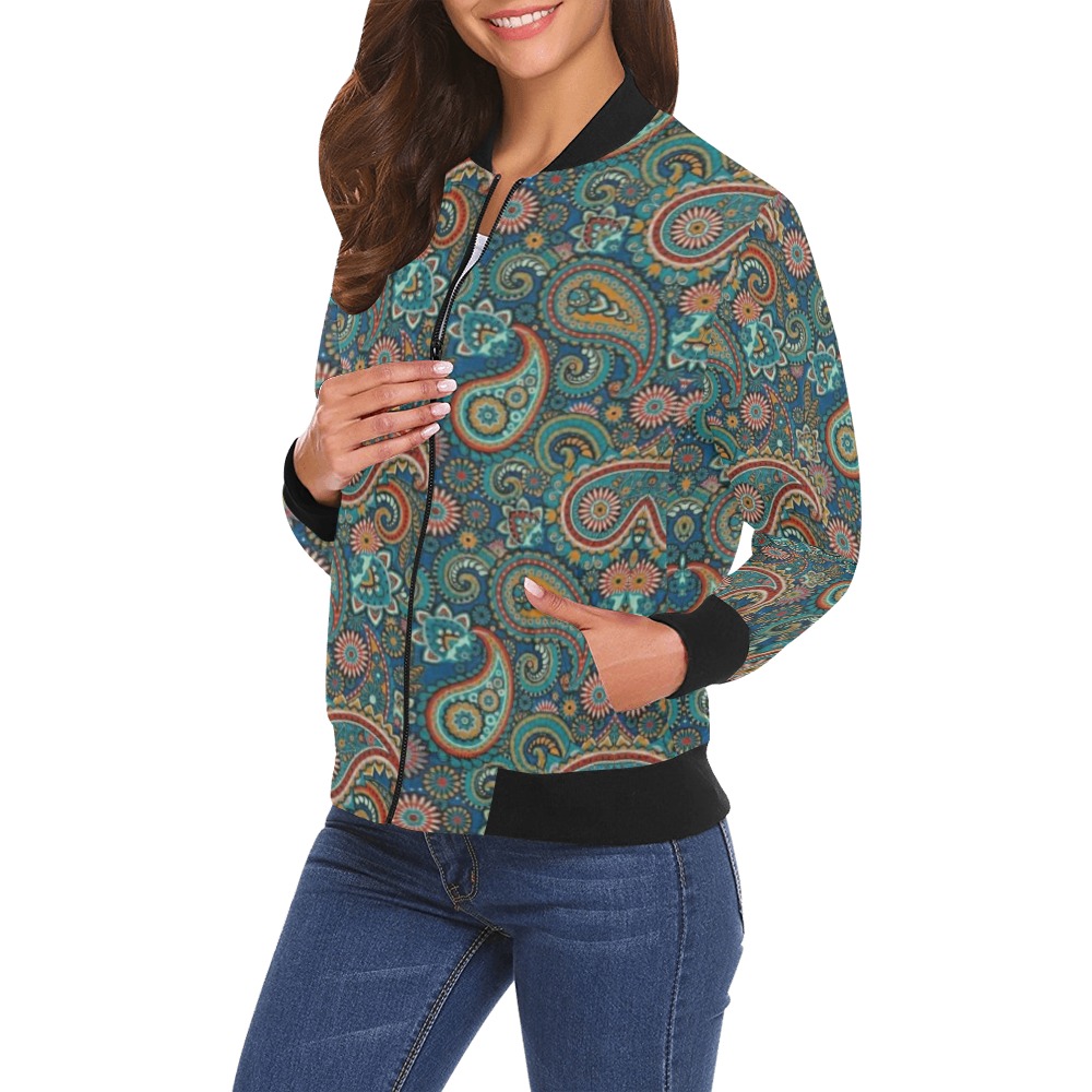 Sauvage pilotte All Over Print Bomber Jacket for Women (Model H19)