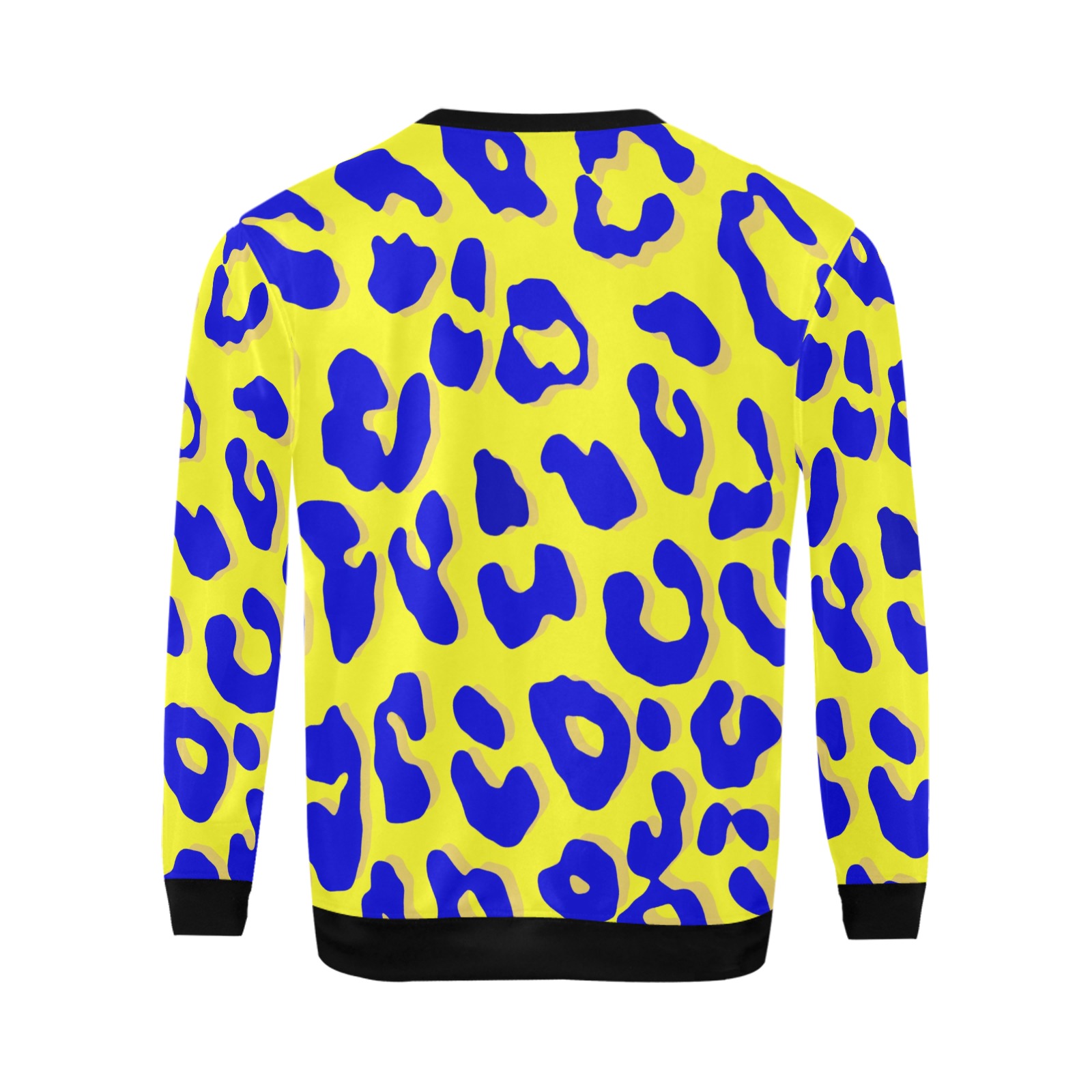 Leopard Print Navy Yellow All Over Print Crewneck Sweatshirt for Men (Model H18)