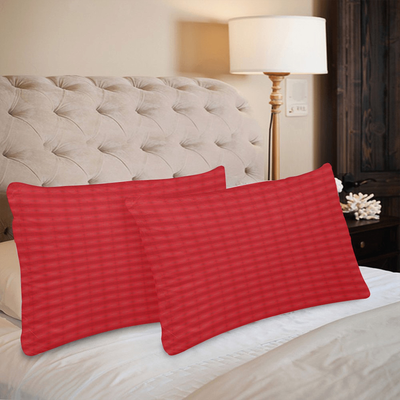 red repeating pattern Custom Pillow Case 20"x 30" (One Side) (Set of 2)