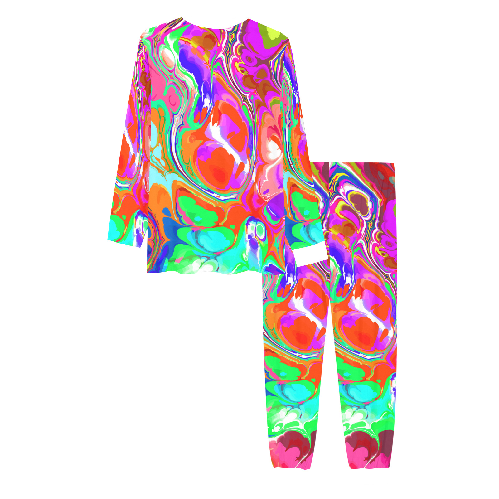Psychedelic Abstract Marble Artistic Dynamic Paint Art Men's All Over Print Pajama Set