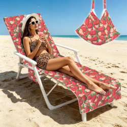 Strawberry Beach chair cover Beach Chair Towel Cover with Side Pockets