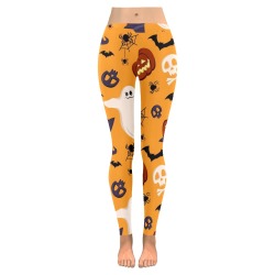 Ghosts and Bats and All Things Halloween Women's Low Rise Leggings (Invisible Stitch) (Model L05)