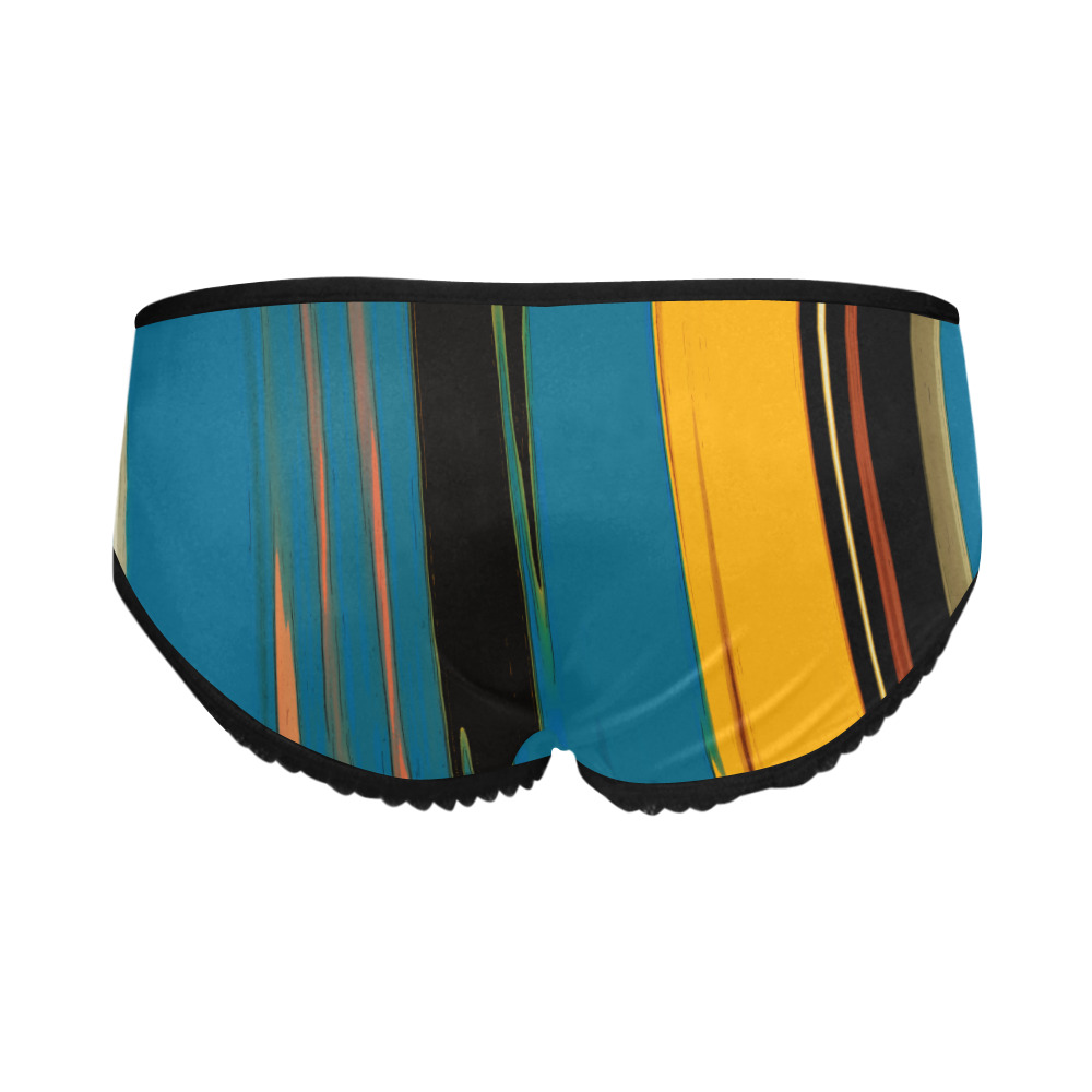 Black Turquoise And Orange Go! Abstract Art Women's All Over Print Classic Briefs (Model L13)