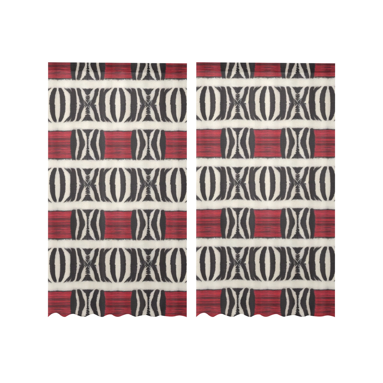 zebra print 4 repeating pattern Gauze Curtain 28"x63" (Two-Piece)