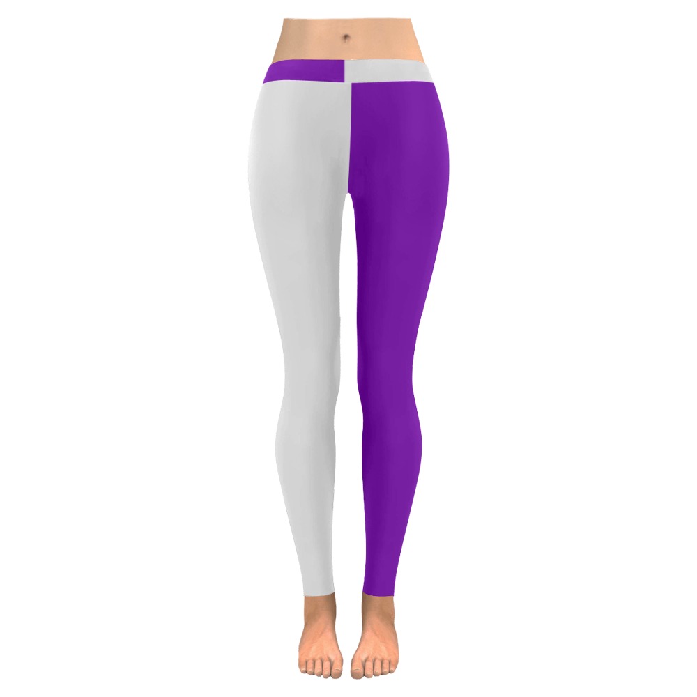 purplegreyhalf2 Women's Low Rise Leggings (Invisible Stitch) (Model L05)
