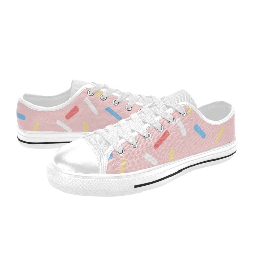 Confetti on Pink Low Top Canvas Shoes for Kid (Model 018)