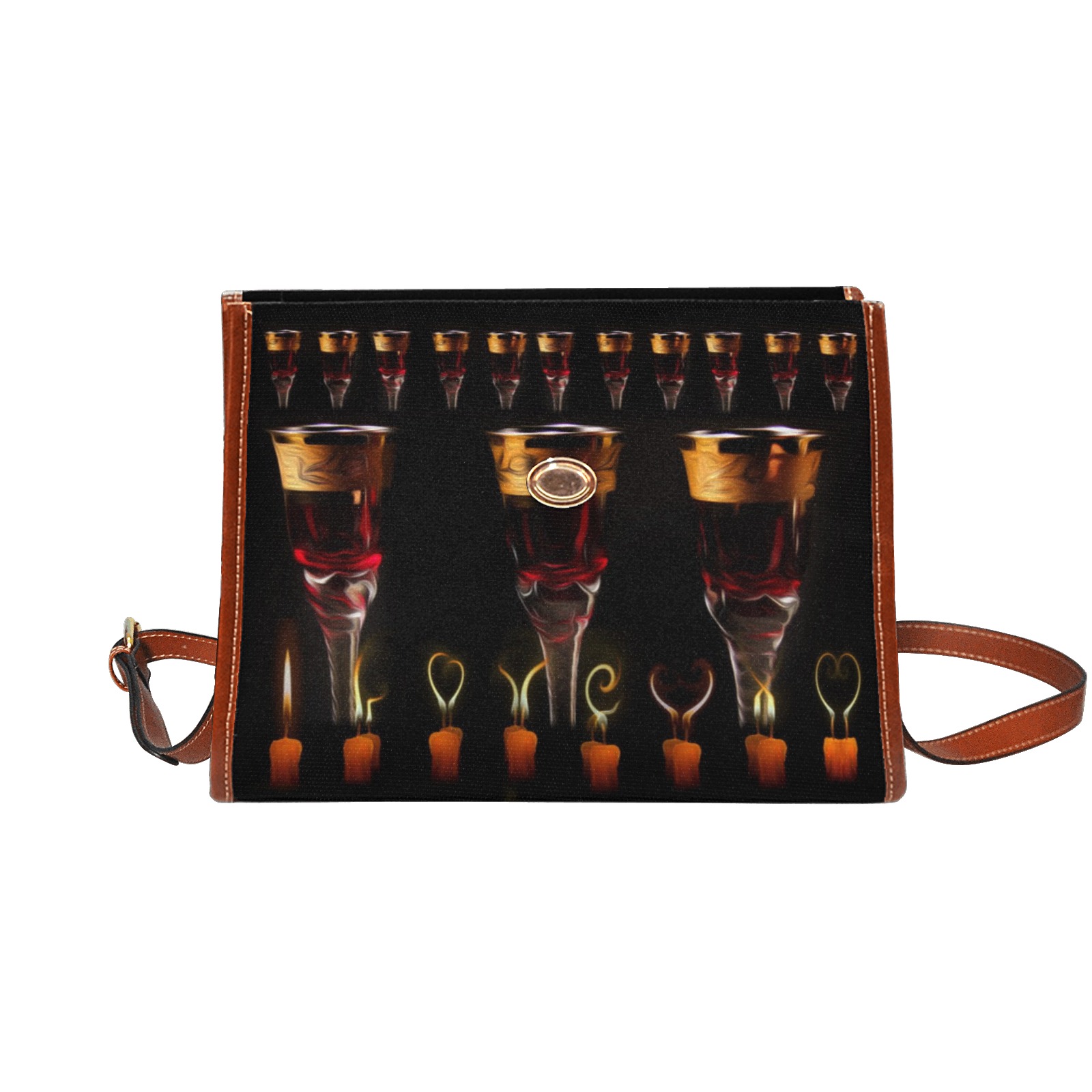 Skull Candles Wine Ritual Waterproof Canvas Bag-Brown (All Over Print) (Model 1641)