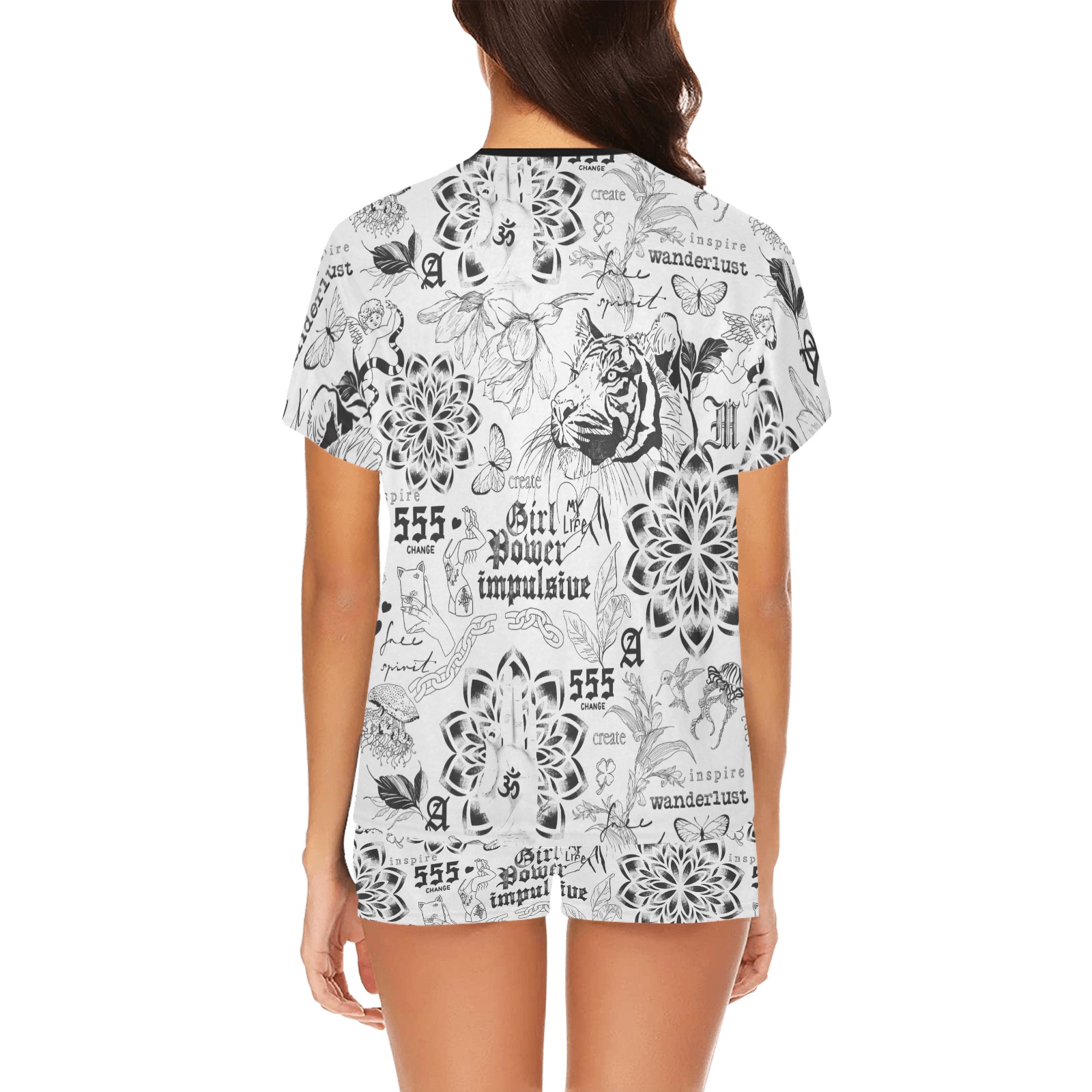 Inspirational tattoo pattern Women's Short Pajama Set