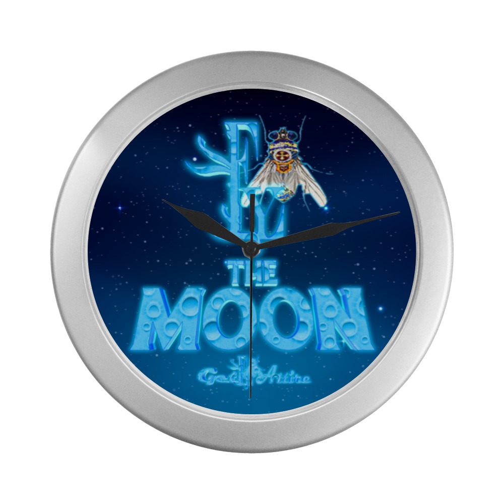 The Moon Collectable Fly Silver Color Wall Clock