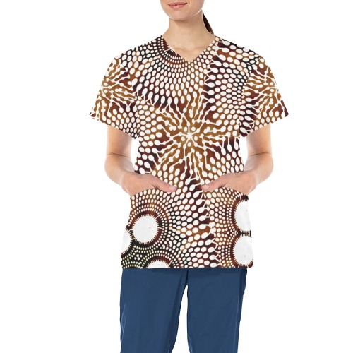 AFRICAN PRINT PATTERN 4 All Over Print Scrub Top