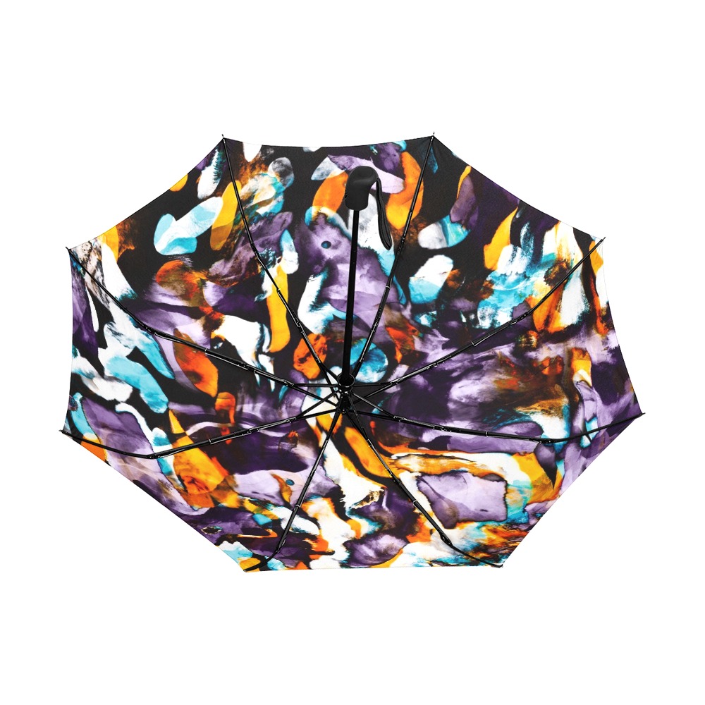 Colorful dark brushes abstract Anti-UV Auto-Foldable Umbrella (Underside Printing) (U06)