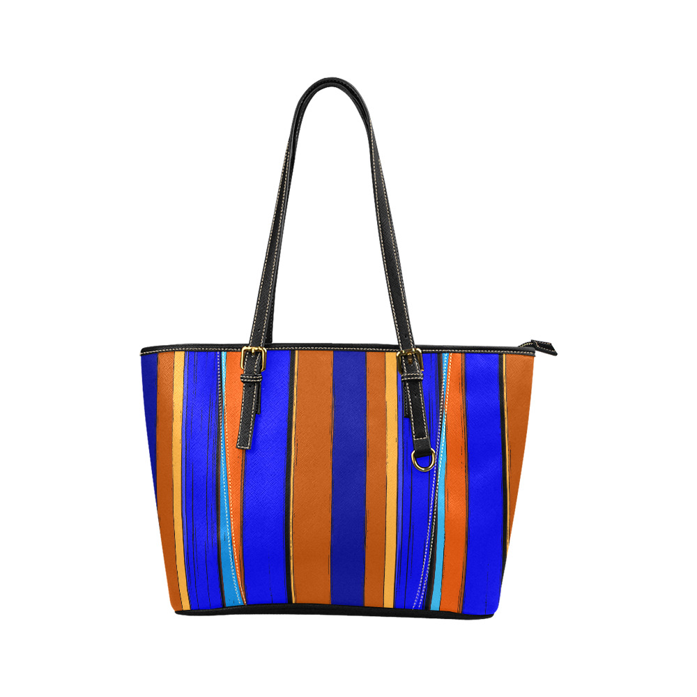 Abstract Blue And Orange 930 Leather Tote Bag/Small (Model 1640)