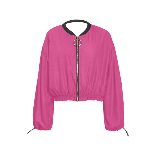 pink Cropped Chiffon Jacket for Women (Model H30)