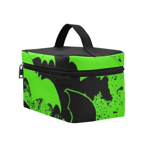 Black Bats In Flight Green Cosmetic Bag/Large (Model 1658)