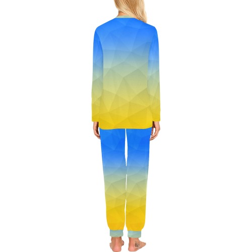 Ukraine yellow blue geometric mesh pattern Women's All Over Print Pajama Set