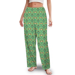 ornamental cyan purple cream Women's Pajama Trousers Without Pockets-New