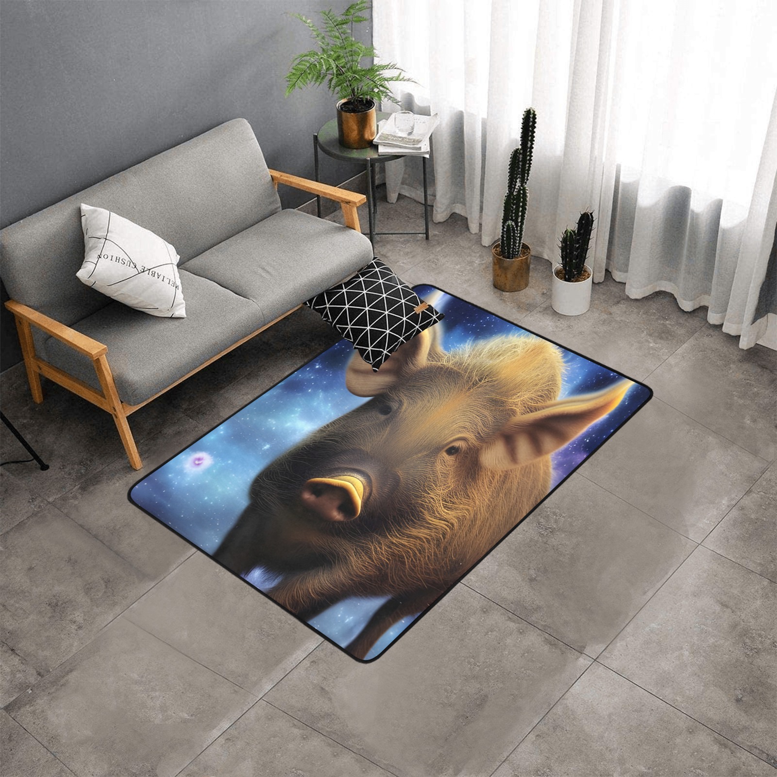 The Boar Area Rug with Black Binding 5'3''x4'