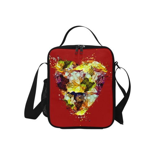 Graffiti Markings Heart Splatter - Red Crossbody Lunch Bag for Kids (Model 1722)