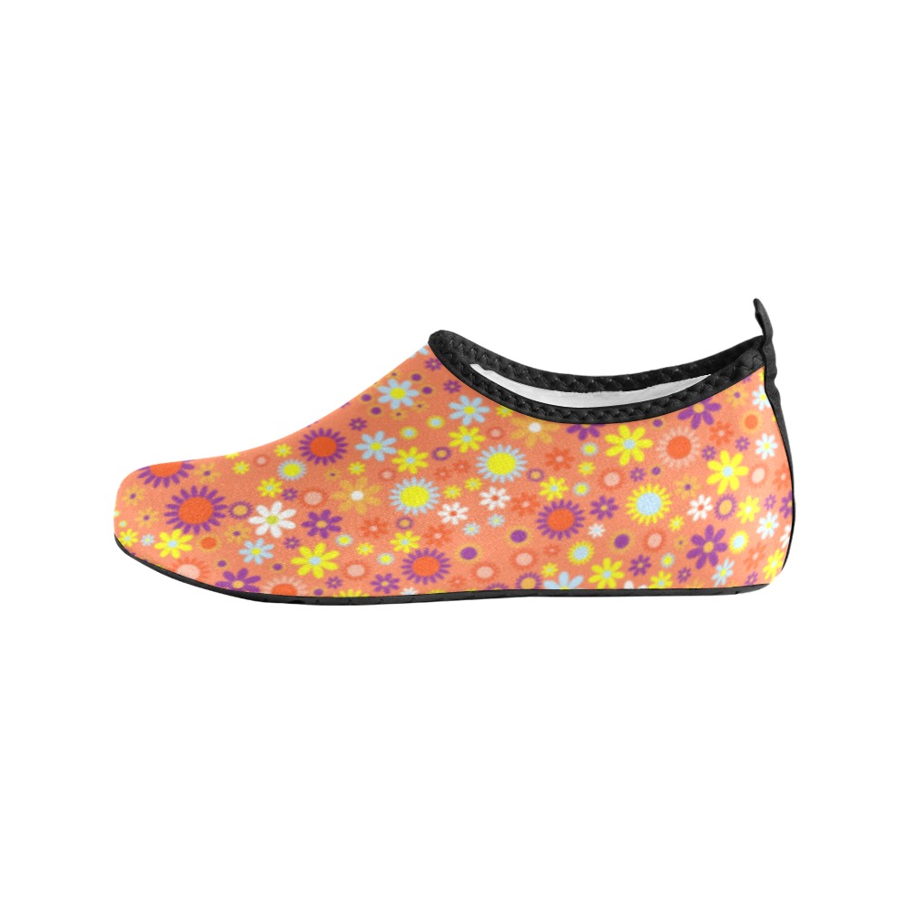 Floral Pattern Living Coral Men's Slip-On Water Shoes (Model 056)