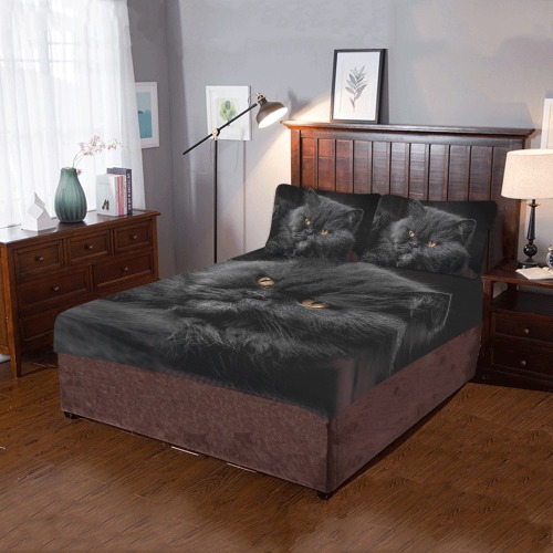 Angry Black Cat 3-Piece Bedding Set