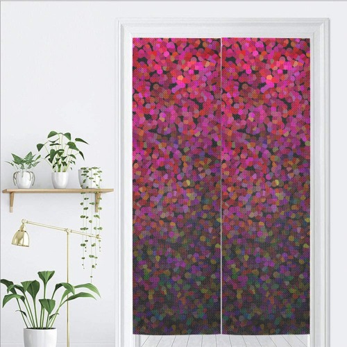 Pixel Glitch Red Door Curtain Tapestry