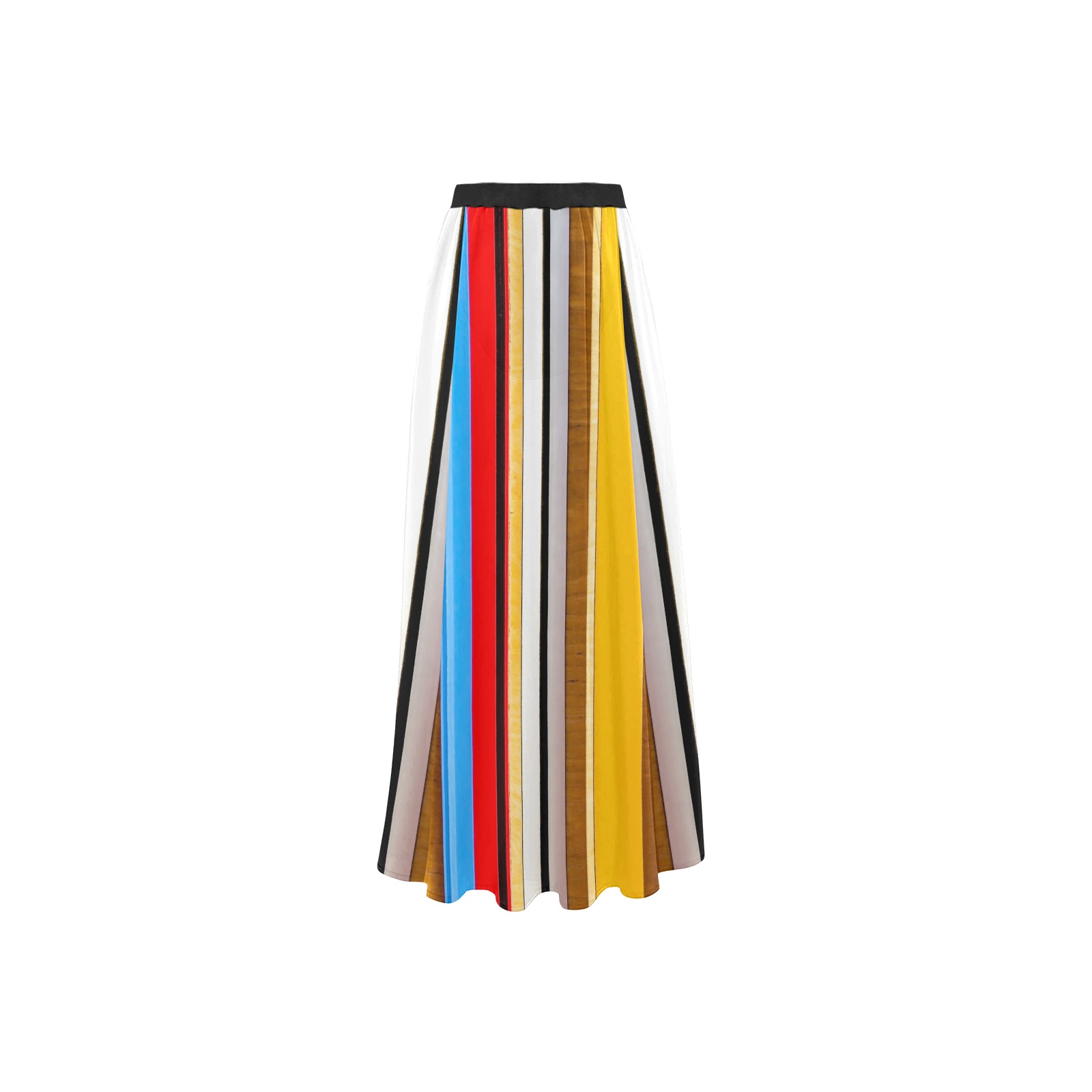 Colorful abstract pattern stripe art wood metal High Slit Long Beach Dress (Model S40)