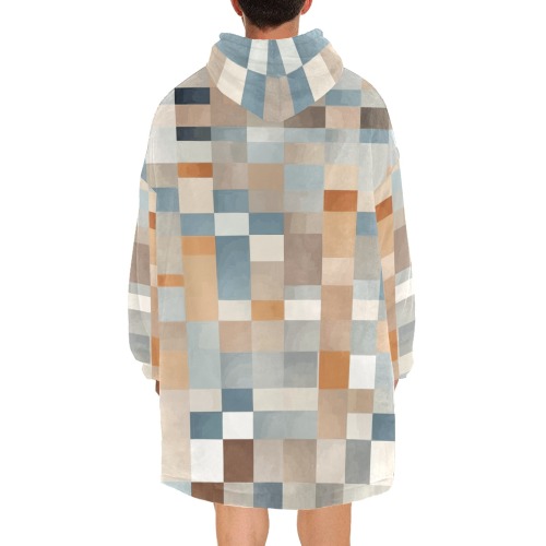 Abstract checkered pattern. Pastel beige colors Blanket Hoodie for Men