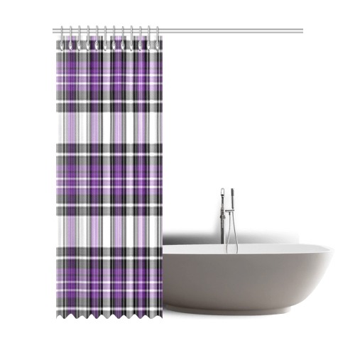 Purple Black Plaid Shower Curtain 72"x84"