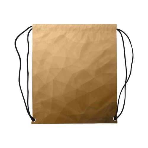 Brown gradient geometric mesh pattern Large Drawstring Bag Model 1604 (Twin Sides)  16.5"(W) * 19.3"(H)