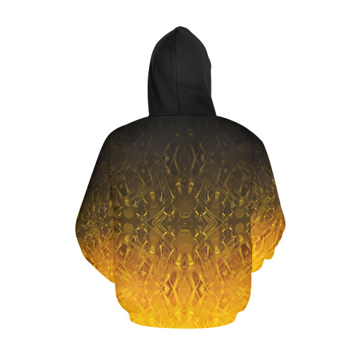 Sun's Surface - black gold gradient geometric pattern All Over Print Hoodie for Men (USA Size) (Model H13)