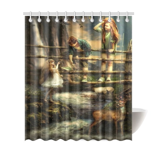 Children Playing In Nature Shower Curtain 72"x84"