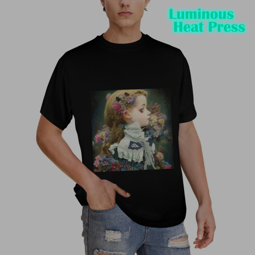 victorian blonde girl with flowers Men's Glow in the Dark T-shirt (Front Printing)