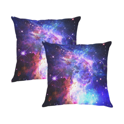 Mystical fantasy deep galaxy space - Interstellar cosmic dust Linen Zippered Pillowcase 18"x18"(Two Sides&Pack of 2)