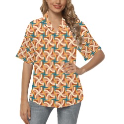 Unique Colorful Geometric Abstract All Over Print Hawaiian Shirt for Women (Model T58)
