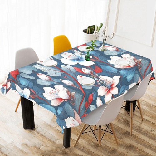 Fabulous Florals 8 Cotton Linen Tablecloth 60"x 104"