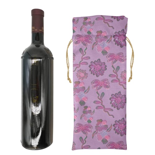 Sweet &Unique Floral Pattern Linen Wine Bottle Bag