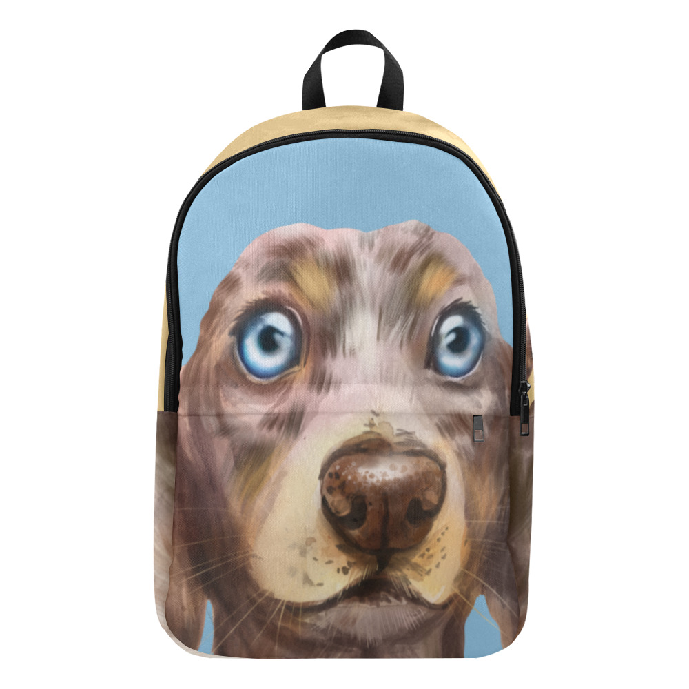 Dachshund blue brown Fabric Backpack for Adult (Model 1659)