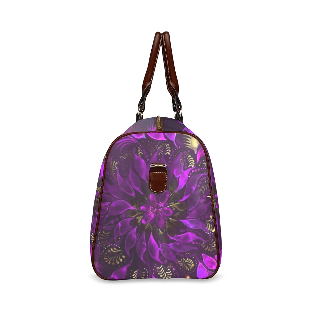 flower watercolor purple Waterproof Travel Bag/Large (Model 1639)