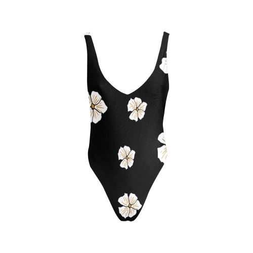 flowers Sexy Low Back One-Piece Swimsuit (Model S09)
