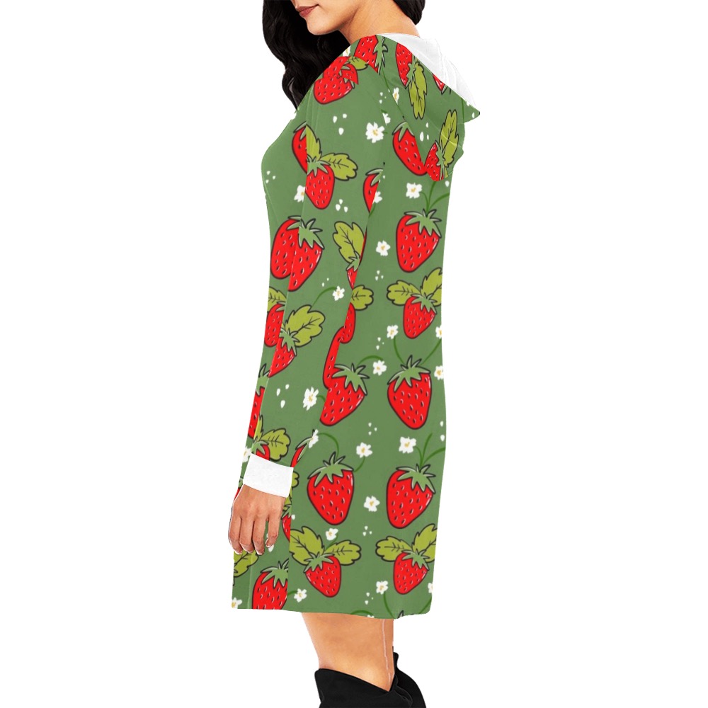 Fragole strawberry All Over Print Hoodie Mini Dress (Model H27)