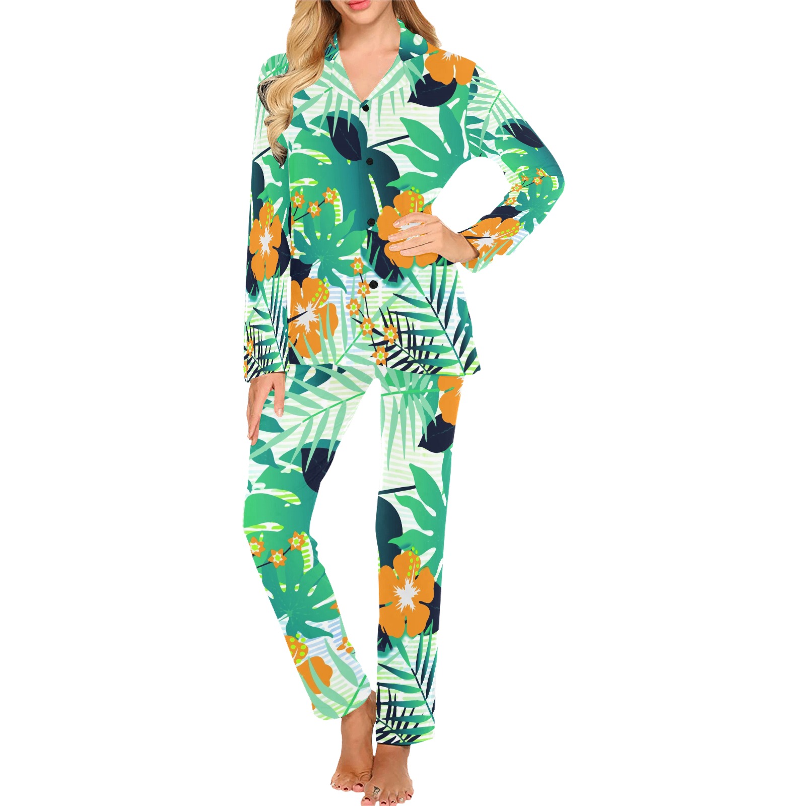 GROOVY FUNK THING FLORAL Women's Long Pajama Set